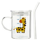 Giraffe Scale Glass Tumbler with Lid and Handle for Kids