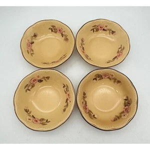 Vintage Rosette by Franciscan Set Of 4 Fruit/Dessert Bowls "flying F" mark USA - Picture 1 of 8