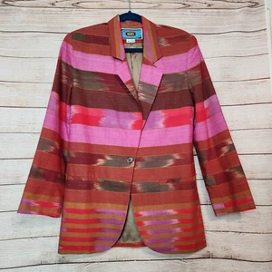 VTG Maurizio Ramini Blazer Jacket Womens Size M Aztec One Button Padded Shoulder - Picture 1 of 14