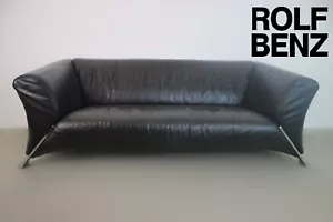 Rolf Benz Couch 322 Klassiker Sofa Dreisitzer Designer Schwarz Echt Leder - Bild 1 von 10