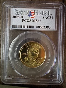 2006-D Sacagawea $1 PCGS MS67 SATIN FINISH - Picture 1 of 2