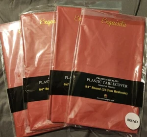 4-Pack Premium 84" Round Disposable Plastic Tablecloth - Burgundy - Picture 1 of 1