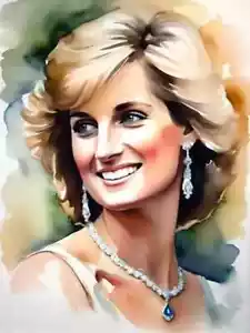 Diana Princess of Wales Watercolor-Style Portrait Poster CANVAS Print 18 x 24 C - Picture 1 of 3