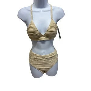 BMJL women’s High waisted bathing suit Bikini set V neck tie back sz small New - Picture 1 of 7