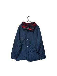Vintage 80s The Woolrich Woman USA Tartan Wool Lined Hood Waterproof Coat L / 14 - Picture 1 of 8