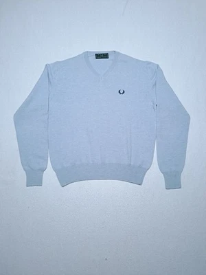 Fred Perry Men's Long Sleeve Wool Sweater Sz 38 Light Blue - Imagen 1 de 4