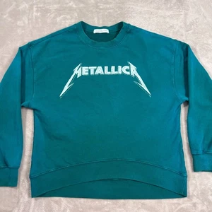Daydreamer Metallica Pullover Damen Medium türkis blau grün Rundhalsausschnitt hergestellt in den USA - Bild 1 von 16