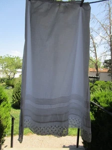 ANTIQUE WHITE COTTON HALF SLIP MANY TUCKS HANDMADE CORD WAIST - Picture 1 of 7