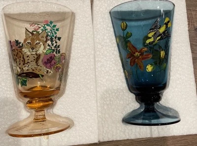 Nuevas copas Anthropologie Nathalie Lete Marais, juego de 2 - rojas y verdes *NUEVAS EN CAJA* Foto 1 de 4