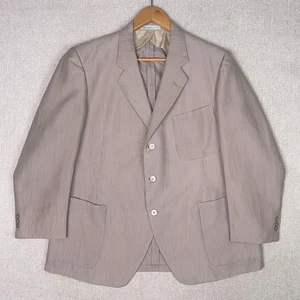 Vintage 50s Haspel Sport Coat Blazer 44S Brown Stripe Dacron Nylon Full Canvas - Picture 1 of 13