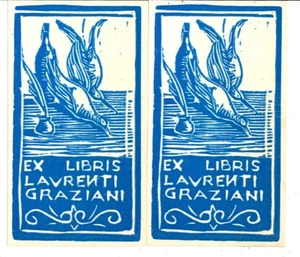 EX LIBRIS LAURENTI GRAZIANI LOTTO DUE PEZZI USATI BUONE CONDIZIONI - Imagen 1 de 3