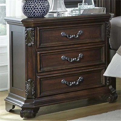 Messina Estates Dark Brown 3 Drawer Night Stand - Image 1 of 4