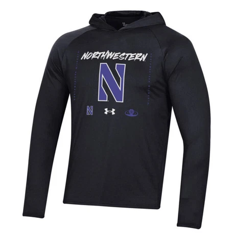 Under Armour Mens Northwestern Wildcats Long Sleeve Bench Hoodie Jersey Shirt XL Cover