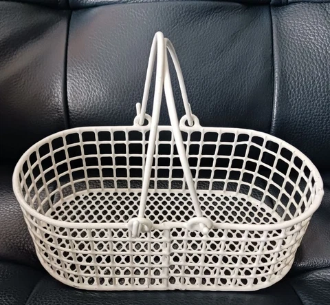 Coated Wire Basket With Handles, White Cover