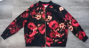 Susan Graver Floral Print Stretch Peachskin Bomber Jacket Size 1X - Picture 1 of 4