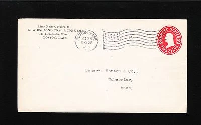 New England Coal & Coke Co Boston 1912 Flag Cancel #6 PSE Entire Cover 4y - Image 1 of 2