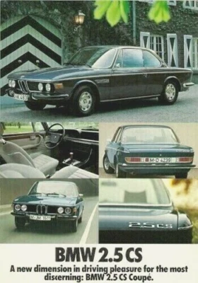 BMW 2.5 CS Coupe 1975-76 UK Market Single Sheet Sales Brochure - Image 1 of 2