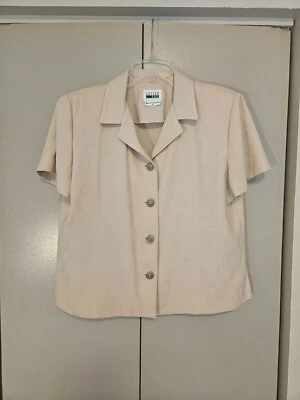 Blazer vintage Leslie Fay abotonado elegante Grandmacore lino 12 Petite Foto 1 de 4