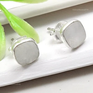 Naturale Pietra Lunare Arcobaleno Argento Sterling Elegante Anniversario Bottone - Foto 1 di 9