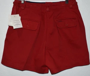 Ralph Lauren Shorts Women 8 RED Flat Front Cotton Shorts Pockets Adjust. Waist - Picture 1 of 19