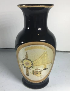 "Florero Choki The Art Of Chokin vintage con bordes de oro de 24 K de 6"" de alto hecho en Japón" - Imagen 1 de 8