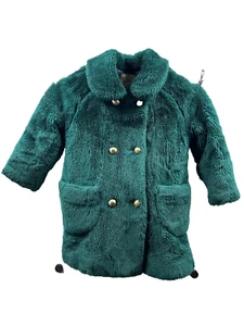 ​Vintage 1970s Teddy Bear by White Stag Green Faux Fur Coat Women's S - Picture 1 of 20