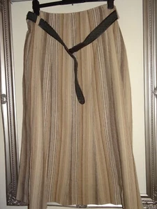 Klass ladies brown mix striped skirt with belt size 18 waist size 36" - Picture 1 of 4