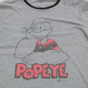 Camiseta Popeye Retro Gris Para Hombre Talla L Diseño Gráfico Azul Marino Antiguo Manga Corta  - Imagen 1 de 7