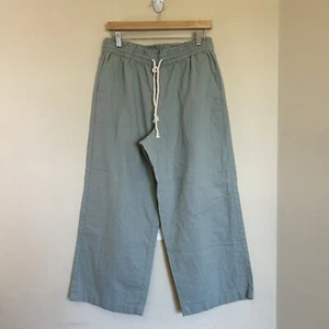 J.Crew Women's Size M Linen Blend Paperbag Pants Wide Leg Drawstring Green BG359 - Picture 1 of 6