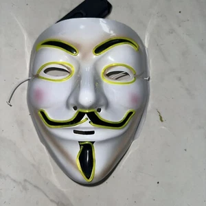 Anonymous Mask Light up LED yellow lights Halloween costume - Picture 1 of 3