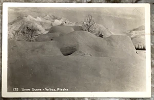 Snow Scene Valdez Alaska Deep Snow Real Photo Postcard RPPC B008 - Picture 1 of 3