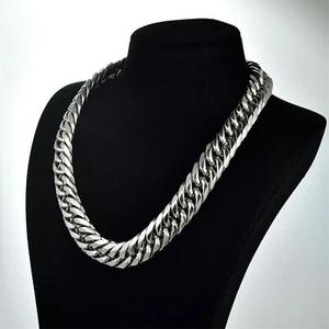 Heavy Punk Mens Stainless Steel Cuban Curb Link Chain Necklace Silver 19mm 22mm - Picture 1 of 13