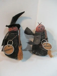 Briarlee Folk Art Pumpkin Witch Halloween 5" Figures - Picture 1 of 2