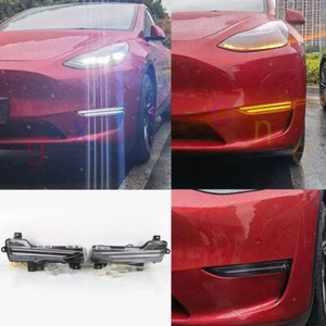 2P For Tesla 2017-2022 Model 3 LED Front Fog Lights Driving Lights /Turn Lights - Picture 1 of 11