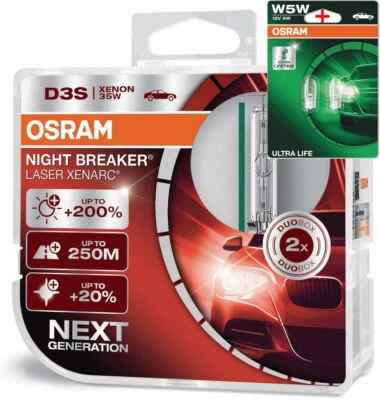 Osram D3S 12/24V 35W XENARC NIGHT BREAKER LASER +200% 2Stk.+W5W LL - Bild 1 von 4