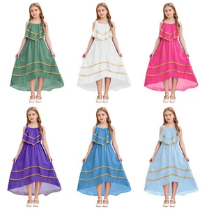 Kinder Mädchen Blumenkinder High Low Ballkleider A-Linie Kleid Strand Kleider - Bild 1 von 53