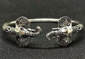 Tribal Artisan Bali Sterling Silver 925 Bangle Cuff Elephant Jewelry Bracelet - Picture 1 of 6