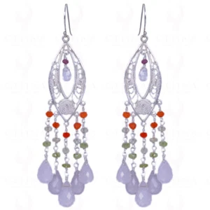 #Garnet, Carnelian, Peridot & Rose Quartz #Gemstone #Earrings In #925 Silver - Picture 1 of 2