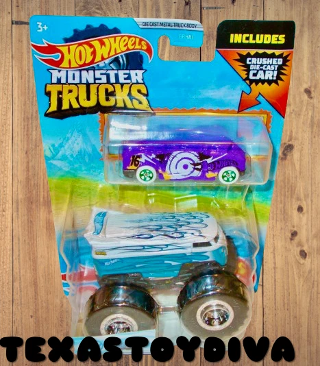 *VW VOLKSWAGEN DRAG BUS Y LADO CIEGO APLASTADO* Hot Wheels Monster Trucks *LEER* Foto 1 de 1