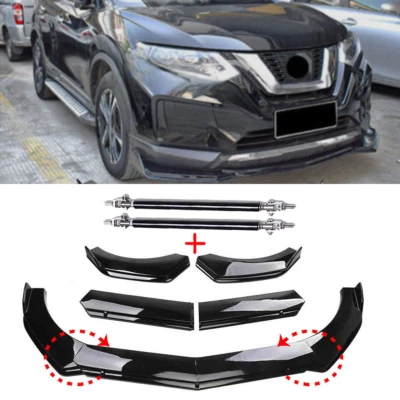 For Nissan Rogue Qashqai Front Bumper Lip Splitter Spoiler Body Kit Glossy Black Foto 1 de 4