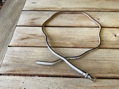 Trenery white black Thin snakeskin Leather Silver Buckle Belt women’s S 83-93 cm - image 1 of 4