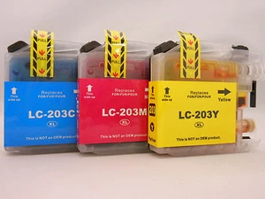 Cartucho de inyección de tinta 3 piezas LC203 C M Y XL para Brother J5720DW J5620DW J4620DW J4320DW - Imagen 1 de 1