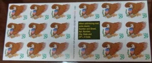 2596 Patriótico American Eagle and Shield .29 centavos sello postal folleto de 17 - Imagen 1 de 2