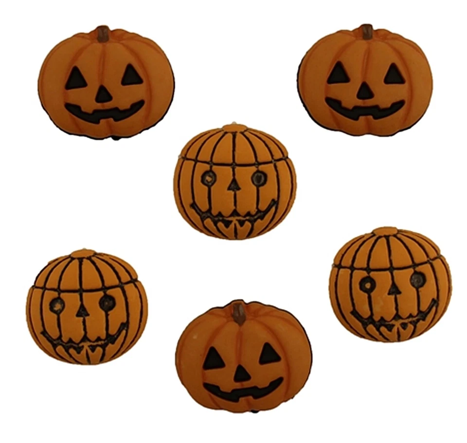 JACK O'LANTERN BUTTONS Pumpkins Halloween Autumn Sewing Scrapbooking Card Making - Image 1 of 1
