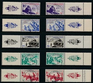 Stamp Germany Frankreich MI 06-10 1942 WWII War Era Feldpost Panzer Tank Tabs U - Picture 1 of 1