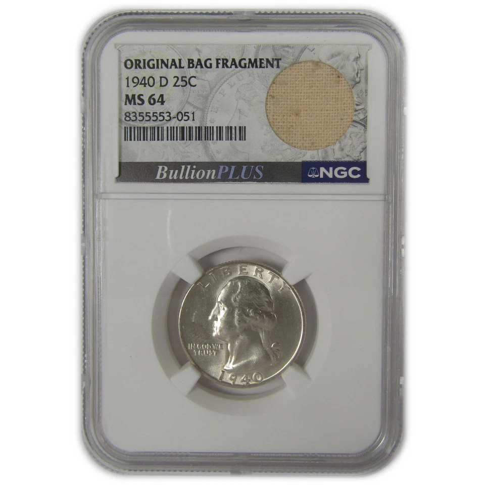 1940 D Washington Quarter MS 64 NGC Original Bag Fragment SKU:I22600 - Image 1 of 4