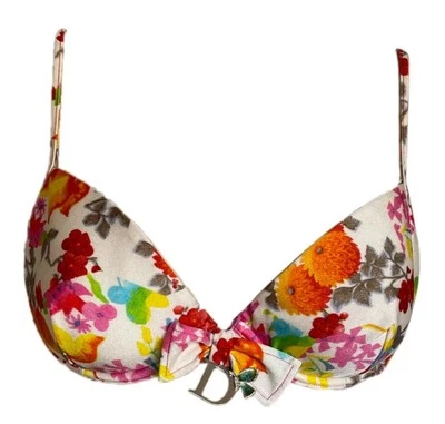 Christian Dior Galliano 2000’s Traje de baño Bikini Top Talla US 36 Floral D Joyería Lazo Foto 1 de 4