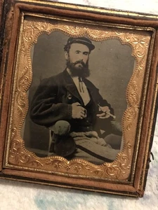 Antique 1800’s Tintype Soldier Daguerreotype Case - Picture 1 of 11
