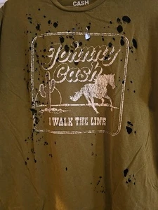 Johnny Cash Graphic T-shirt Women Small Brown Short Sleeve Music - Picture 1 of 3