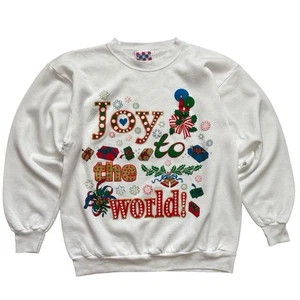 Vintage Joy to the World Christmas Sweatshirt Sz XL Peanuts by Design - Picture 1 of 7